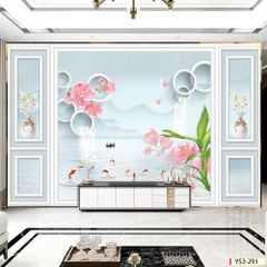 TRANH DÁN TƯỜNG 3D - TRANG TRÍ PHÒNG KHÁCH, VÁCH TIVI, SAU SOFA - CHỦ ĐỀ PHÀO CHỈ TÂN CỔ ĐIÊN - KHỔ LỚN - MÃ:ys3-291