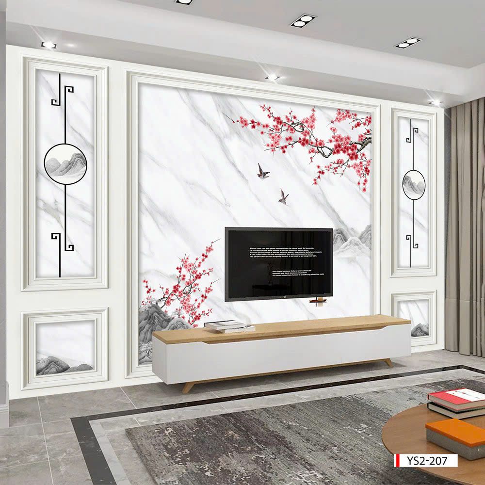 BST 155 - TRANH DÁN TƯỜNG 3D - TRANG TRÍ PHÒNG KHÁCH, VÁCH TIVI, SAU SOFA - CHỦ ĐỀ PHÀO CHỈ TÂN CỔ ĐIÊN - KHỔ LỚN