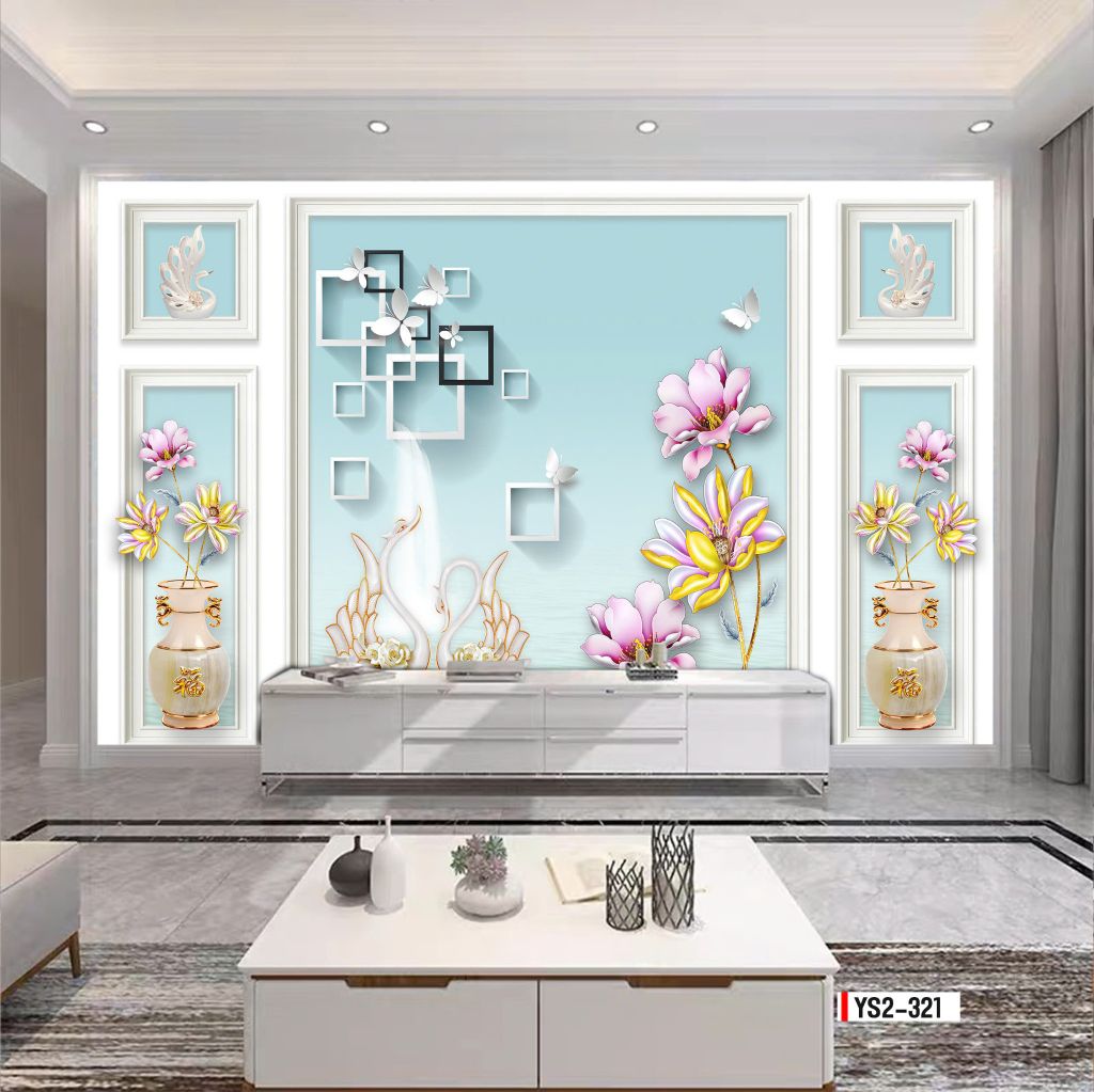 BST 155 - TRANH DÁN TƯỜNG 3D - TRANG TRÍ PHÒNG KHÁCH, VÁCH TIVI, SAU SOFA - CHỦ ĐỀ PHÀO CHỈ TÂN CỔ ĐIÊN - KHỔ LỚN