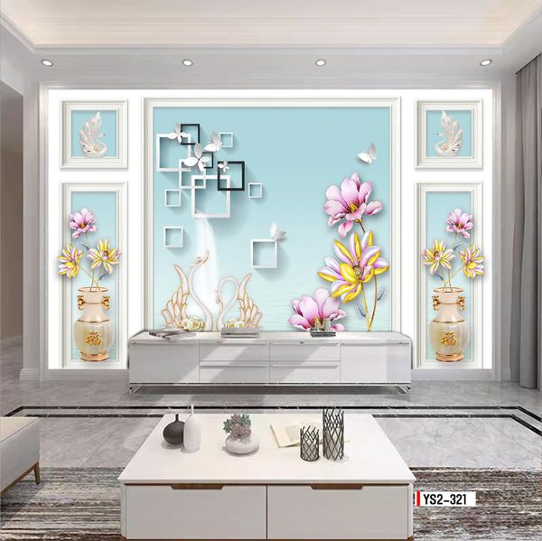 TRANH DÁN TƯỜNG 3D - TRANG TRÍ PHÒNG KHÁCH, VÁCH TIVI, SAU SOFA - CHỦ ĐỀ PHÀO CHỈ TÂN CỔ ĐIÊN - KHỔ LỚN - MÃ:ys2-321
