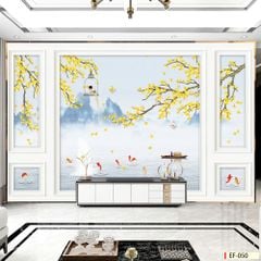TRANH DÁN TƯỜNG 3D - TRANG TRÍ PHÒNG KHÁCH, VÁCH TIVI, SAU SOFA - CHỦ ĐỀ PHÀO CHỈ TÂN CỔ ĐIÊN - KHỔ LỚN - MÃ: EF-050