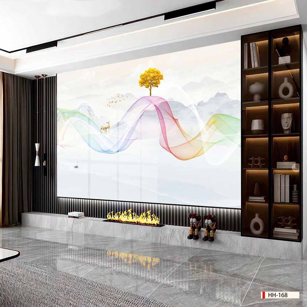 BST163 - TẤM ỐP VÂN ĐÁ HIỆN ĐẠI KẾT HỢP - VÁCH TIVI, PHÒNG KHÁCH