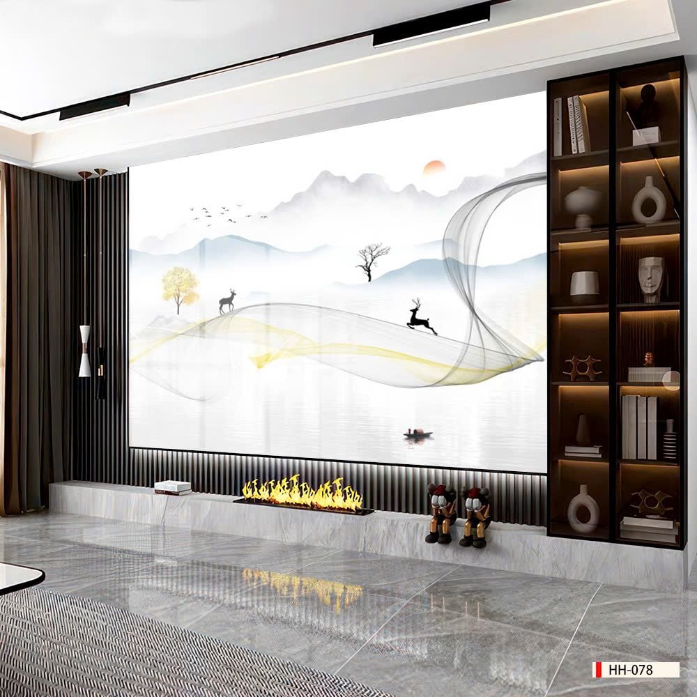 BST163 - TẤM ỐP VÂN ĐÁ HIỆN ĐẠI KẾT HỢP - VÁCH TIVI, PHÒNG KHÁCH