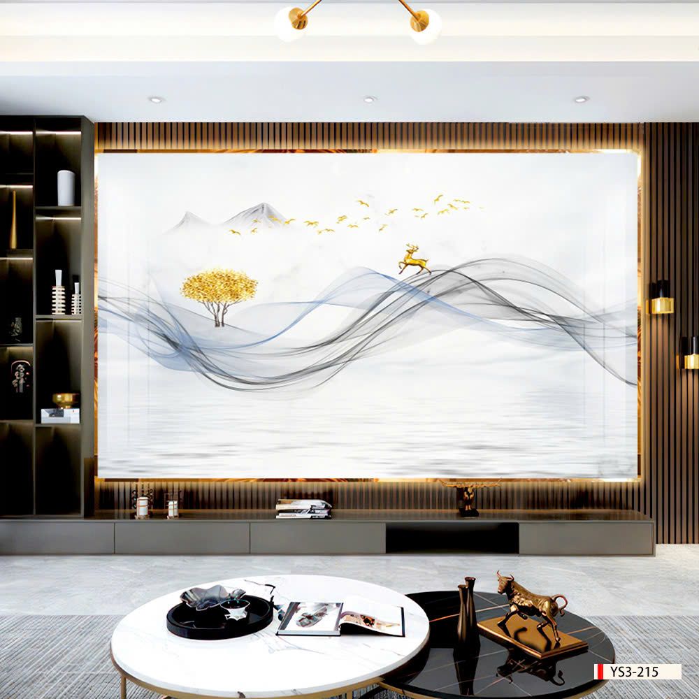 BST163 - TẤM ỐP VÂN ĐÁ HIỆN ĐẠI KẾT HỢP - VÁCH TIVI, PHÒNG KHÁCH