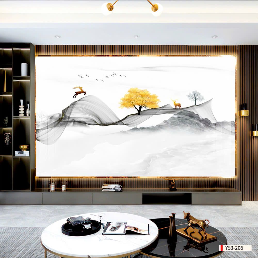 BST163 - TẤM ỐP VÂN ĐÁ HIỆN ĐẠI KẾT HỢP - VÁCH TIVI, PHÒNG KHÁCH