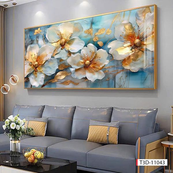 217 - TRANH TREO TƯỜNG PHÒNG KHÁCH HIỆN ĐẠI SANG TRỌNG -TRANH HOA, BÌNH HOA 3D | T3D-11043