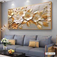 211 - TRANH TREO TƯỜNG PHÒNG KHÁCH HIỆN ĐẠI SANG TRỌNG -TRANH HOA, BÌNH HOA 3D | T3D-11036