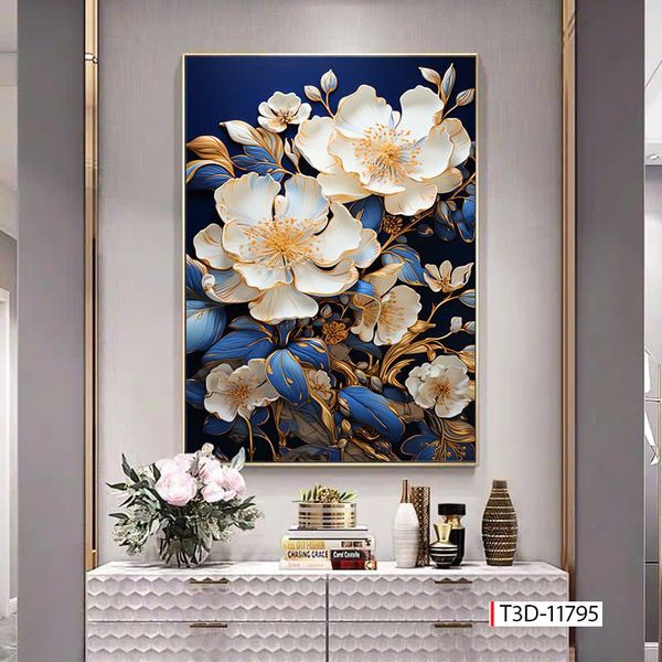 583 - TRANH TREO HÀNH LANG, LỐI ĐI- TRANH TRANG TRÍ - TRANH TREO TƯỜNG HOA BÌNH HOA - KIỂU TRANH LIỀN KHỔ | MÃ  Mã: T3D-11795
