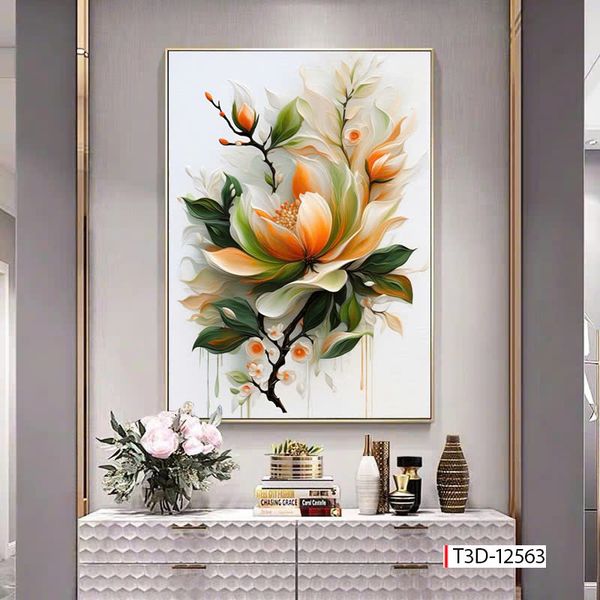 585 - TRANH TREO HÀNH LANG, LỐI ĐI- TRANH TRANG TRÍ - TRANH TREO TƯỜNG HOA BÌNH HOA - KIỂU TRANH LIỀN KHỔ | MÃ  Mã: T3D-12563