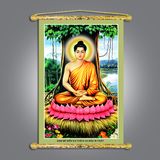 Tranh Liễn Phật Giáo – Tranh Phật Thích Ca Mâu Ni – Vải canvas nẹp sáo gỗ