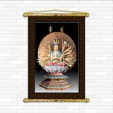 Tranh Quan Âm Thiên Thủ Thiên Nhãn – Vải canvas nẹp sáo gỗ