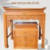 Bàn thờ gia tiên gỗ sồi hoa sen kèm tủ - S8