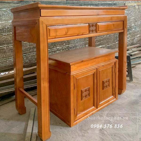 Bàn thờ gỗ sồi kèm tủ có ngăn kéo BT6