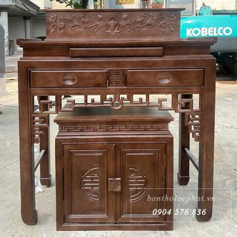  Bàn thờ gỗ sồi 2 tầng kèm tủ BT6 