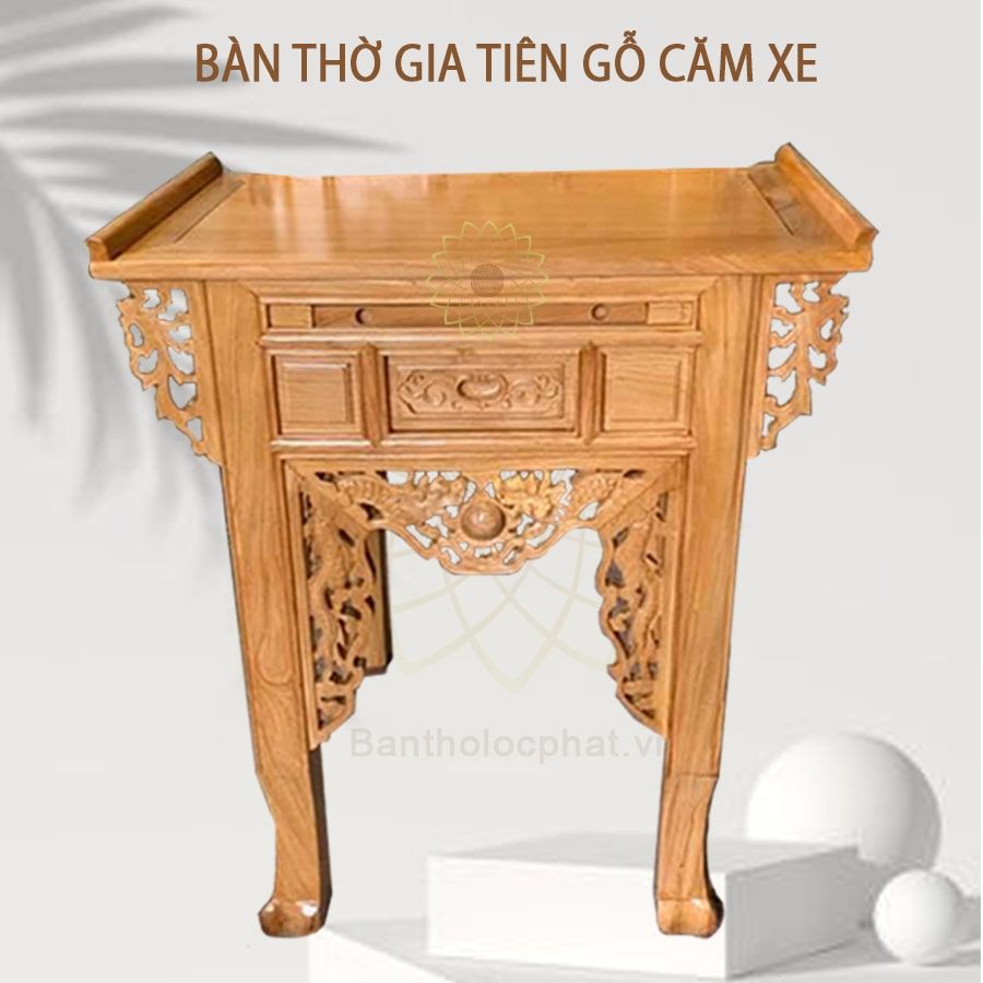 Bàn thờ gia tiên gỗ căm xe 1 tầng - X1