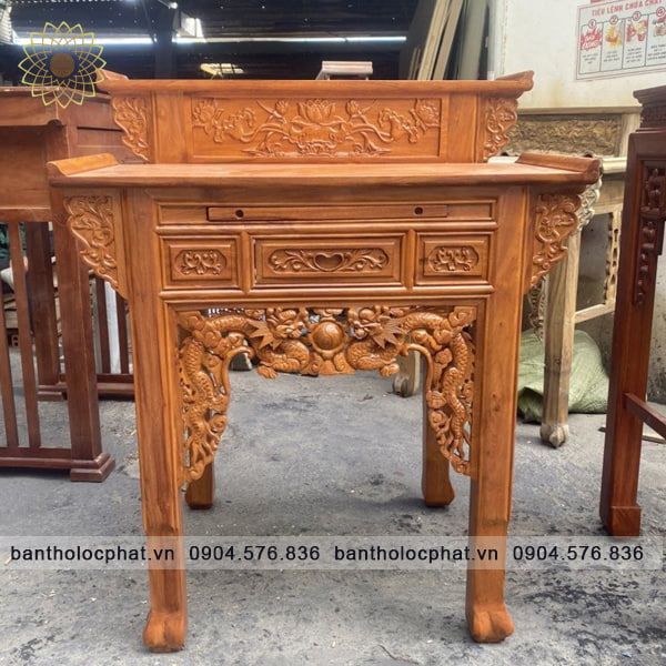 Bàn thờ gia tiên gỗ căm xe 2 tầng - X2