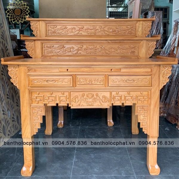 Bàn thờ gia tiên gỗ căm xe 3 tầng - X4