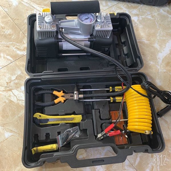  Bơm Lốp Ô Tô Xe Hơi 2 XiLanh Công Suất Cực Lớn Tự Động Ngắt 