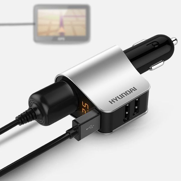  Tẩu Sạc Ô Tô, Xe Hơi HYUNDAI HY10, Tẩu Sạc Nhanh Ô Tô Có 3 Cổng USB, 1 Tẩu Sạc, Điện Áp 4.8A 