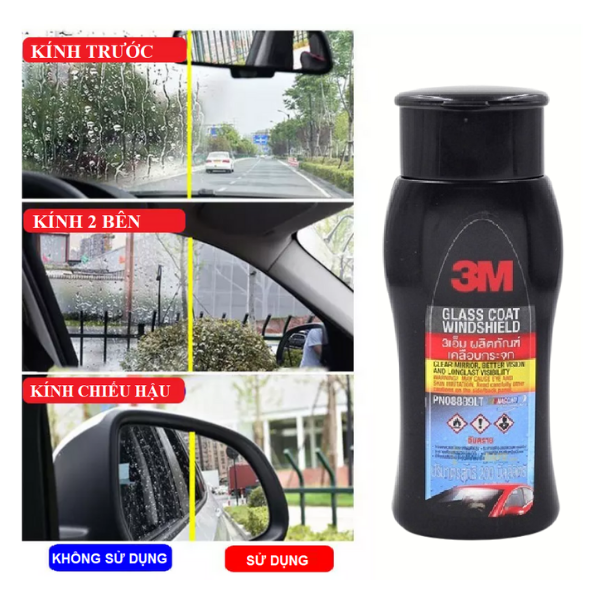  Chống Bám Nước Kính Ô Tô 3M Glass Coat Windshield, Hạn Chế Vết Ố Nước, PN08889LT 200ml 