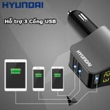  Tẩu Sạc Ô Tô, Xe Hơi HYUNDAI HY10, Tẩu Sạc Nhanh Ô Tô Có 3 Cổng USB, 1 Tẩu Sạc, Điện Áp 4.8A 