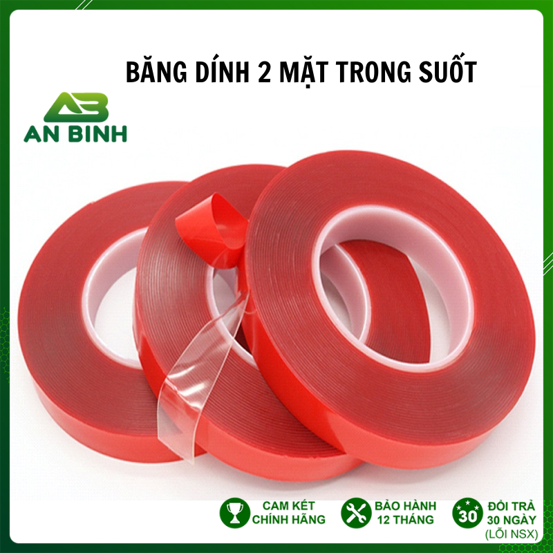  Băng Keo 2 Mặt Trong Suốt Chất Liệu Acrylic Siêu Bám Dính Siêu Chắc Chắn Dài 10 mét 