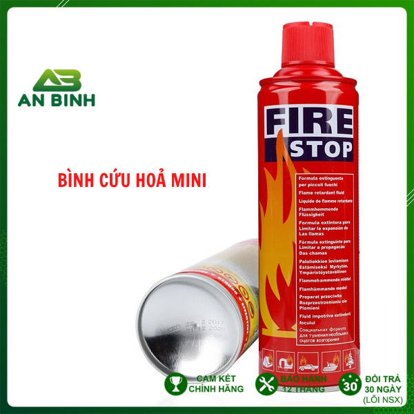  Bình Cứu Hoả Mini 500ml, Bình Chữa Cháy Mini FIRE STOP Dùng Trên Ô Tô, Xe Hơi 