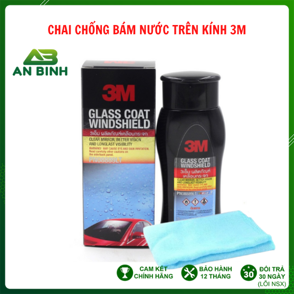  Chống Bám Nước Kính Ô Tô 3M Glass Coat Windshield, Hạn Chế Vết Ố Nước, PN08889LT 200ml 