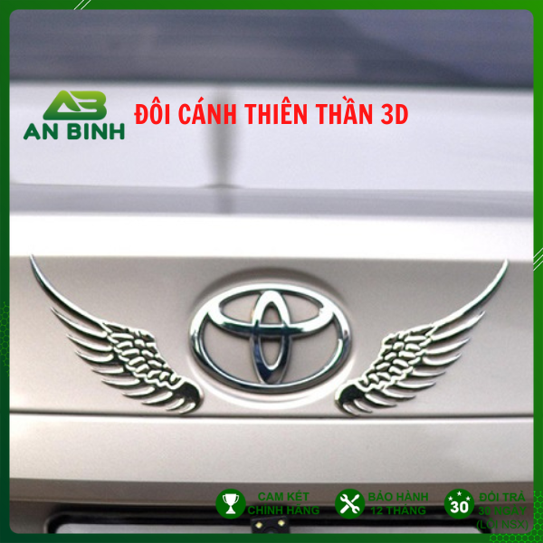  Đôi Cánh Thiên Thần 3D Dán Trang Trí Logo Các Hãng Xe Ô Tô, Chất Liệu Hợp Kim Không Gỉ 