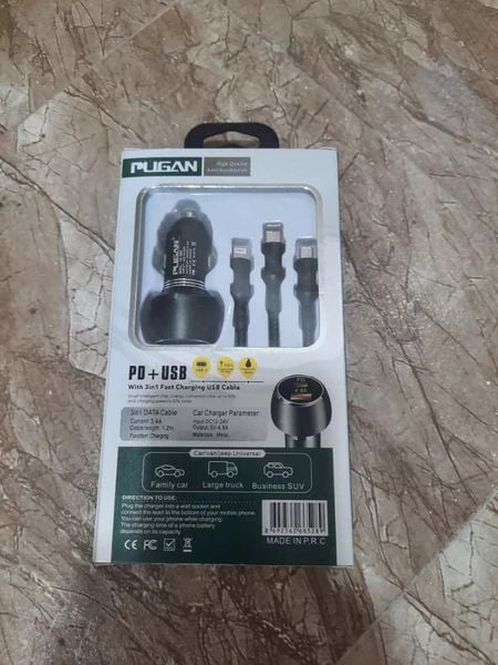  Tẩu Sạc Ô tô, Bộ Tẩu Sạc Xe Hơi PUGAN + Dây Sạc, Dùng Nguồn 12V-24V, Sạc Điện Thoại, Camera Hình Trình, Máy Hút Bụi,... 