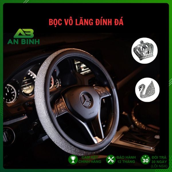  BỌC VÔ LĂNG Ô TÔ ĐÍNH ĐÁ CAO CẤP PHÙ HỢP VỚI MỌI DÒNG XE CON, THIẾT KẾ SANG TRỌNG 