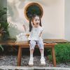 Bộ dài tay cài sau Bèo ngực Cotton Slub - BCT1110BN
