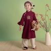 Áo dài linen bé gái tay bèo - BLN3131TB