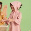 Áo dài linen bé gái tay bèo - BLN3131TB