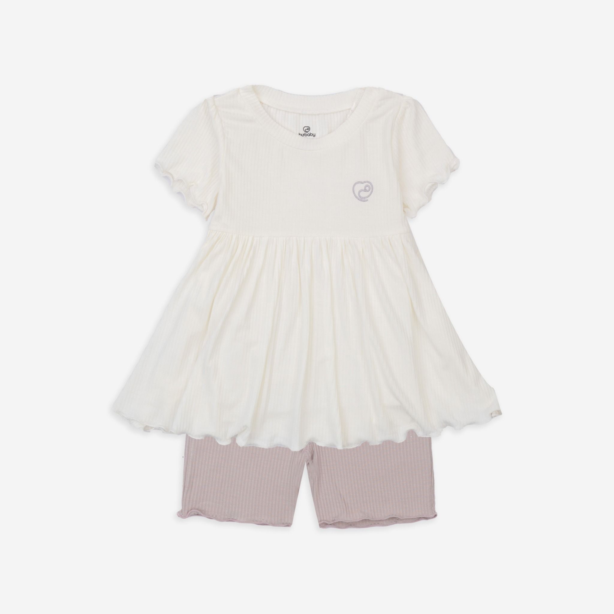 Molist Short-sleeve Crew neck Ruffle ribbed Set - BMD1304BG