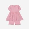 Molist Short-sleeve Crew neck Ruffle ribbed Set - BMD1304BG