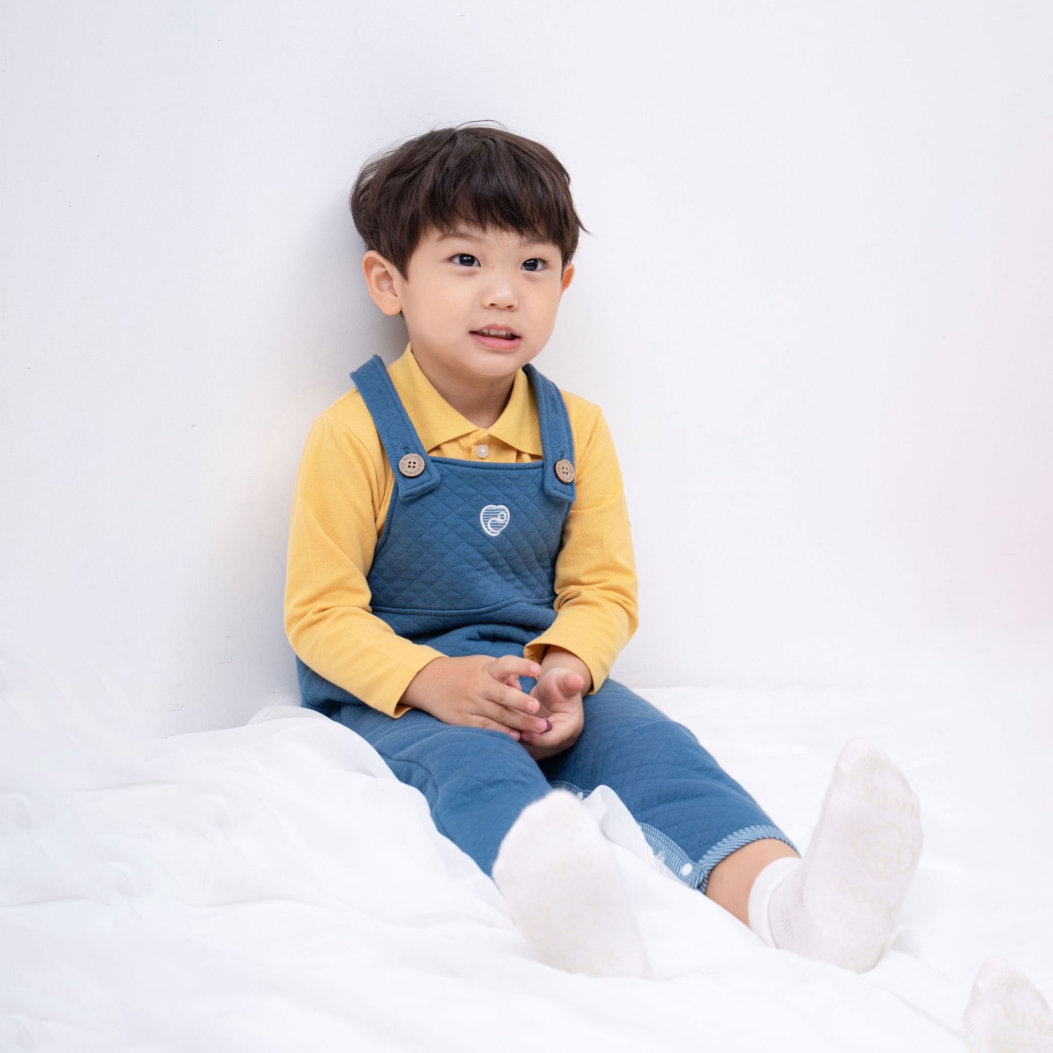 Kyomi Huggy Quilted Bib Overalls BCQ003.01 BU Baby