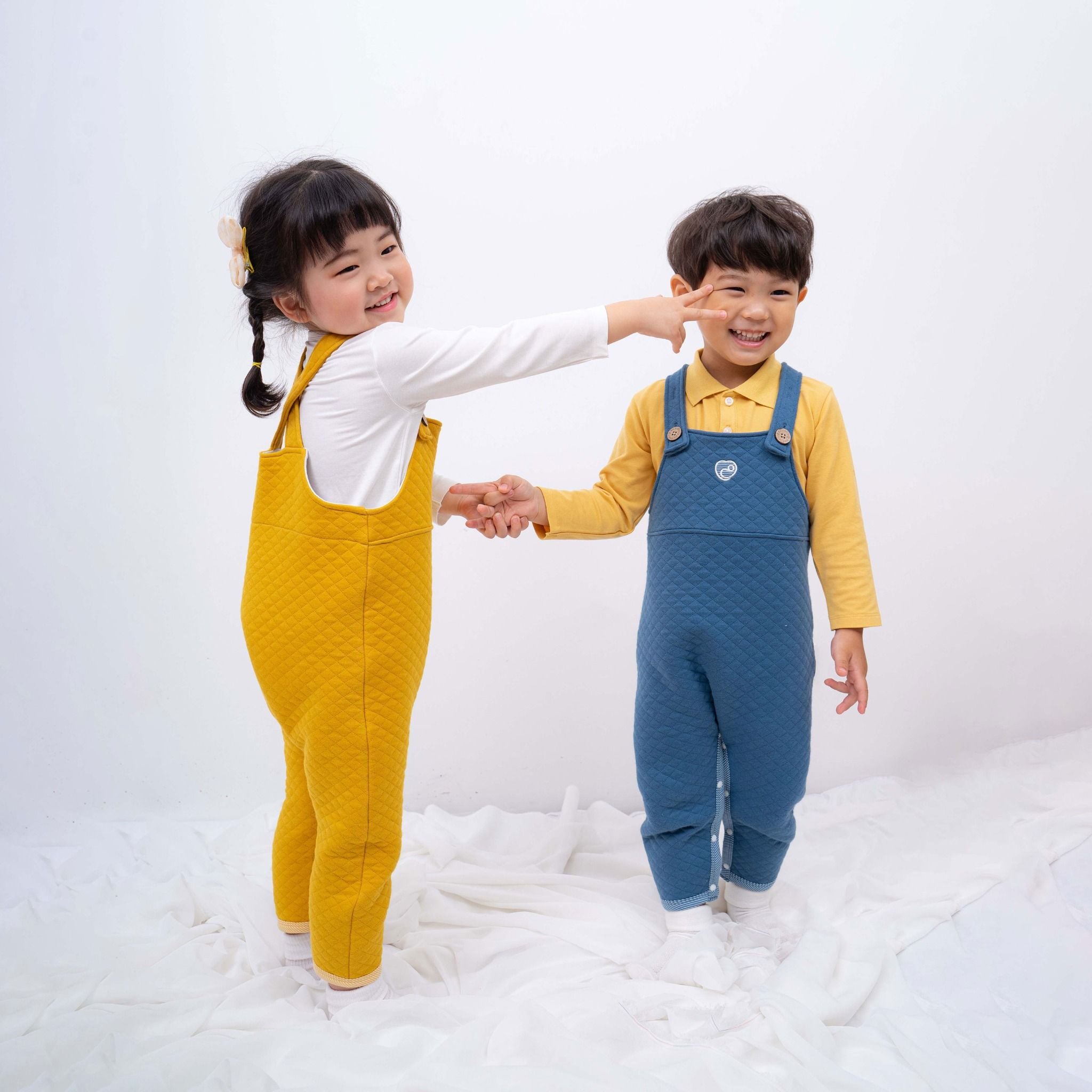 Kyomi Huggy Quilted Bib Overalls BCQ003.01 BU Baby