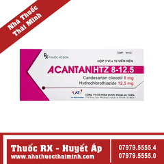 Thuốc Acantan Htz 8-12.5 - Điều trị tăng huyết áp (3 vỉ x 10 thiên)