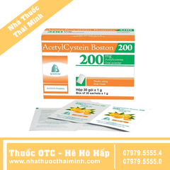 Thuốc AcetylCystein Boston 200mg - điều trị ho tiêu đờm (30 gói x 1g)