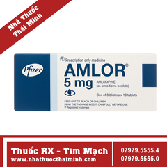 Thuốc Amlor 5mg - điều trị tăng huyết áp (3 vỉ x 10 viên)
