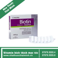 Biotin Hulipha (Hộp 60 Viên) -  Giúp Giảm Tình Trạng Gãy, Rụng Tóc