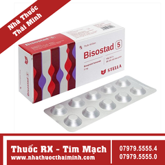 Thuốc Bisostad 5 trị tăng huyết áp, đau thắt ngực, suy tim (3 vỉ x 10 viên)