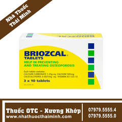 Thuốc Briozcal Bridge Healthcare dự phòng và điều trị thiếu hụt calci, vitamin D3 (30 viên)