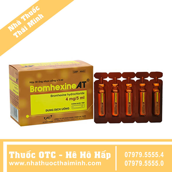 Thuốc Bromhexine A.T 4mg/5ml - làm loãng đờm nhiễm khuẩn đường hô hấp ...