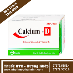 Viên uống Calcium - D S.Pharm giúp bổ sung canxi (100 viên)