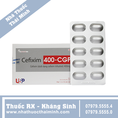 Thuốc Cefixim 400-CGP hỗ trợ điều trị nhiễm khuẩn do vi khuẩn nhạy cảm (1 vỉ x 10 viên)