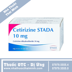 Thuốc Cetirizine Stada 10mg giảm triệu chứng viêm mũi dị ứng (100 viên)