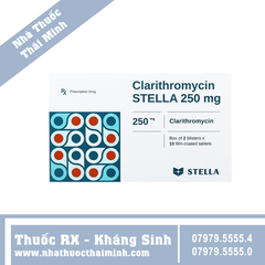 Thuốc Clarithromycin Stella 250mg - Điều trị nhiễm khuẩn do vi khuẩn nhạy cảm (20 viên)