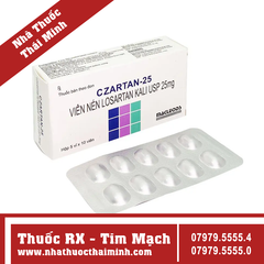 Thuốc Czartan 25 - điều trị tăng huyết áp (5 vỉ x 10 viên)